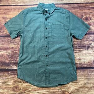 Katin Button Front Shirt Mens M Light Green Abstract Dimond Cotton Short Sleeve